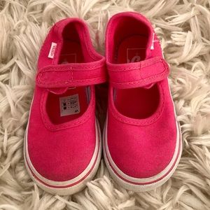 Pink Canvas Mary Jane Vans. Toddler size 6.